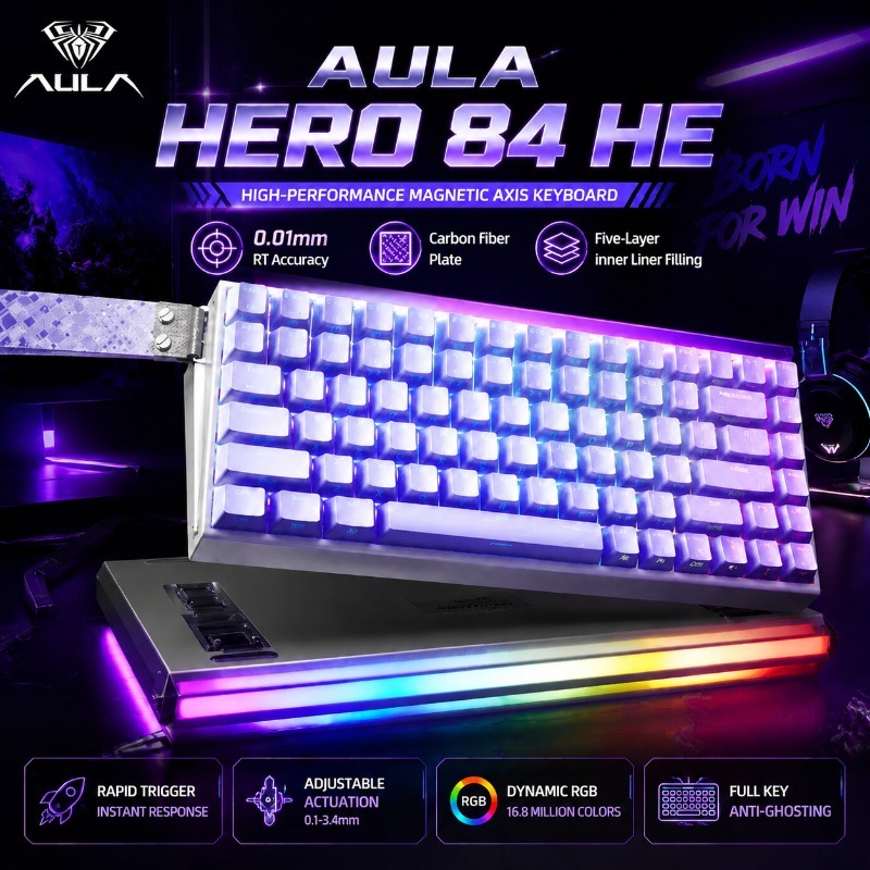 Gaming Keyboard Backlit - Teclado Mecânico Gamer Magnético AULA HERO84