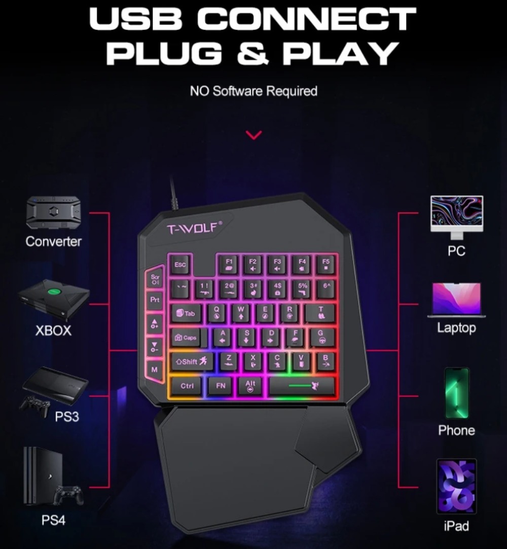 Combo de Teclado e Mouse RGB 5 - Gaming Keyboard And Mouse For Xbox avaliação e preço