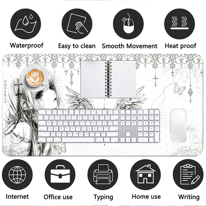 Mousepad de Couro Preto e Bran - Gaming Keyboard And Mouse Pad avaliação e preço