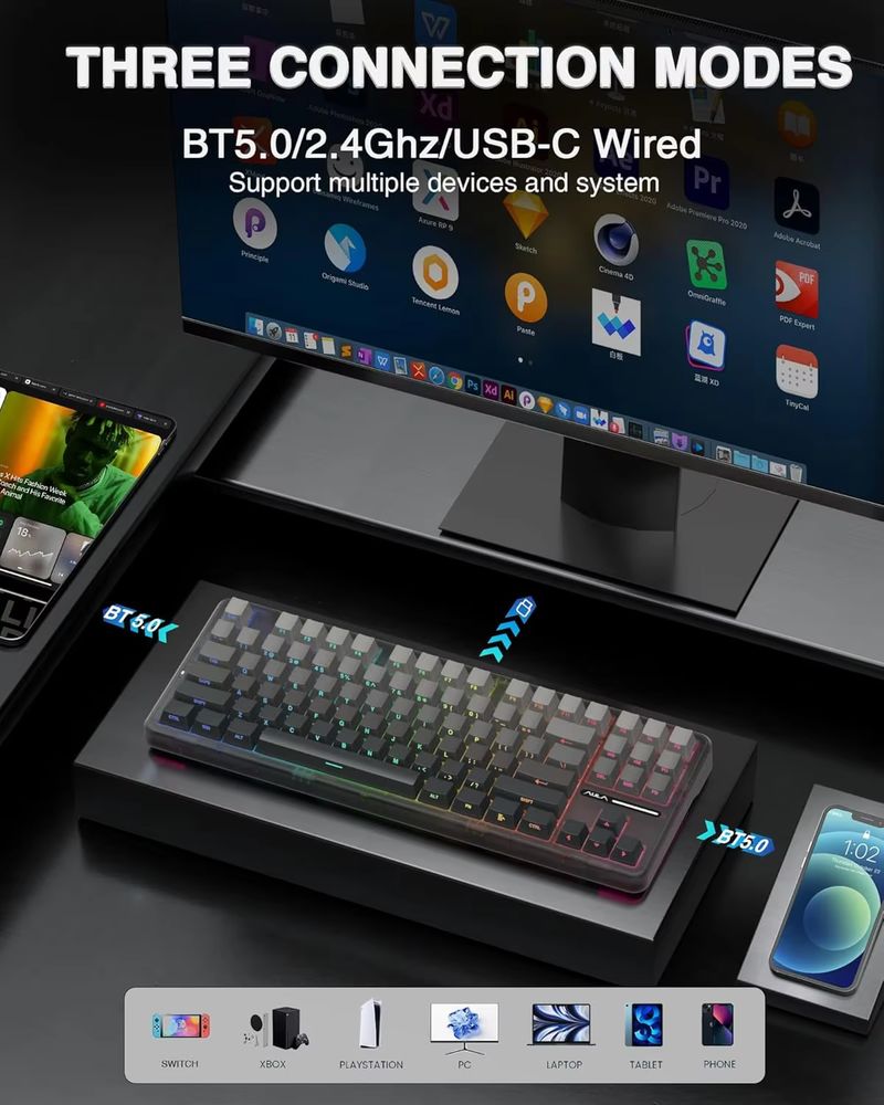 Teclado Mecânico Sem Fio Aula  - Gaming Keyboard Tkl avaliação e preço
